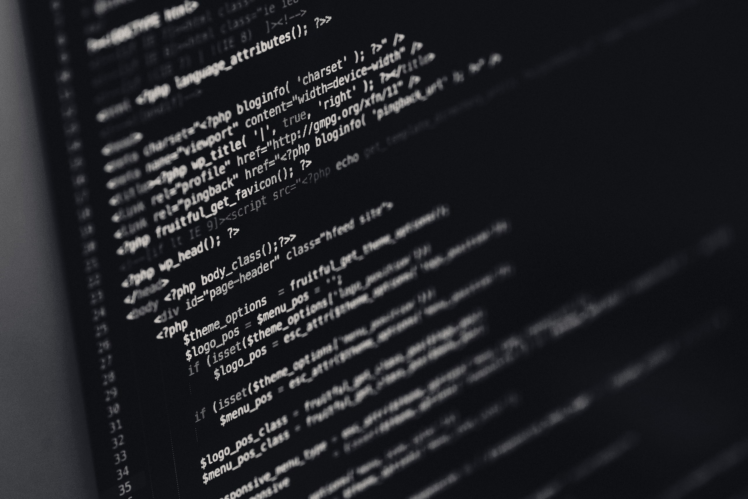 Source code on a dark screen
