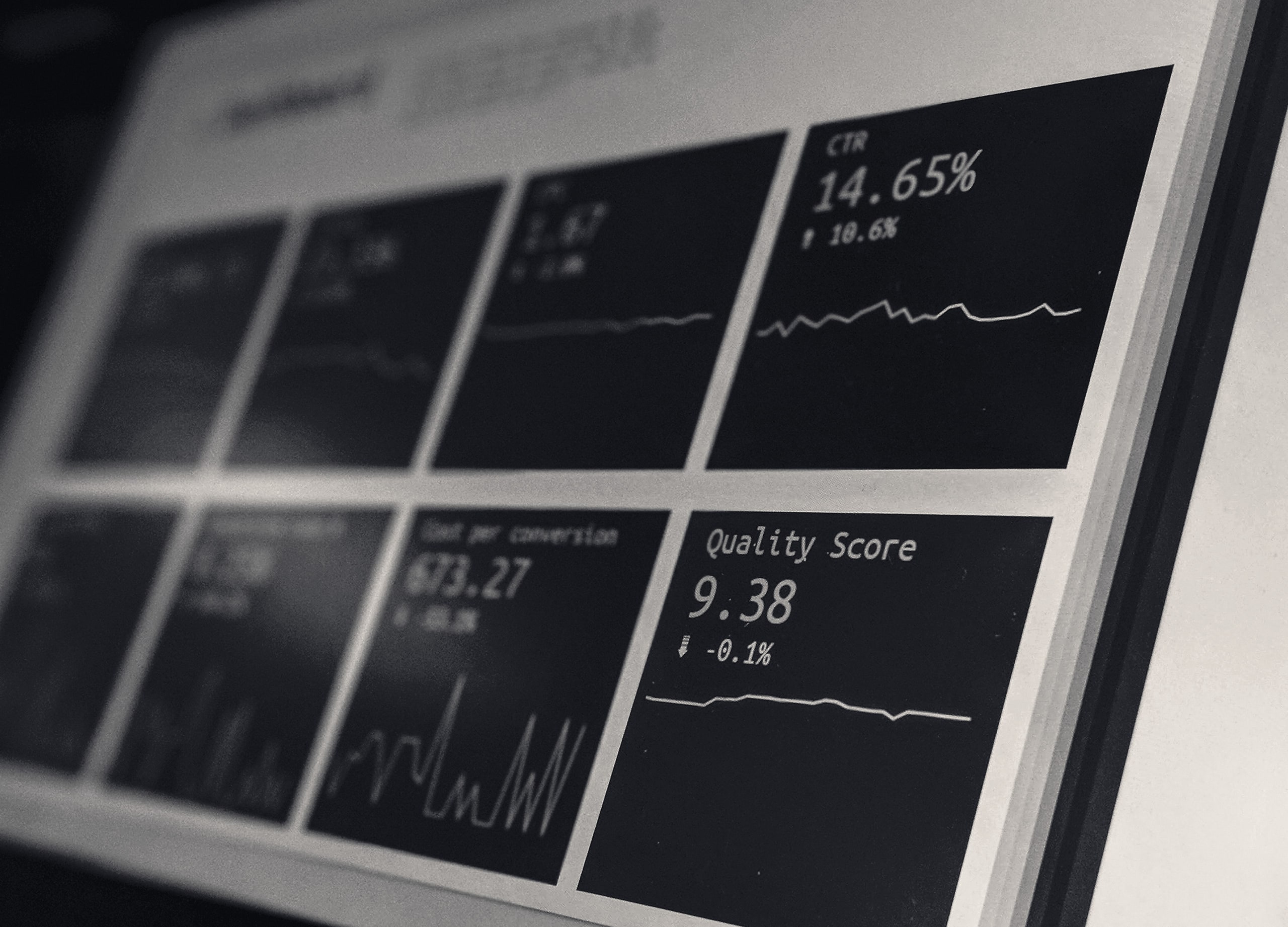 Wall of dashboards showing performance metrics